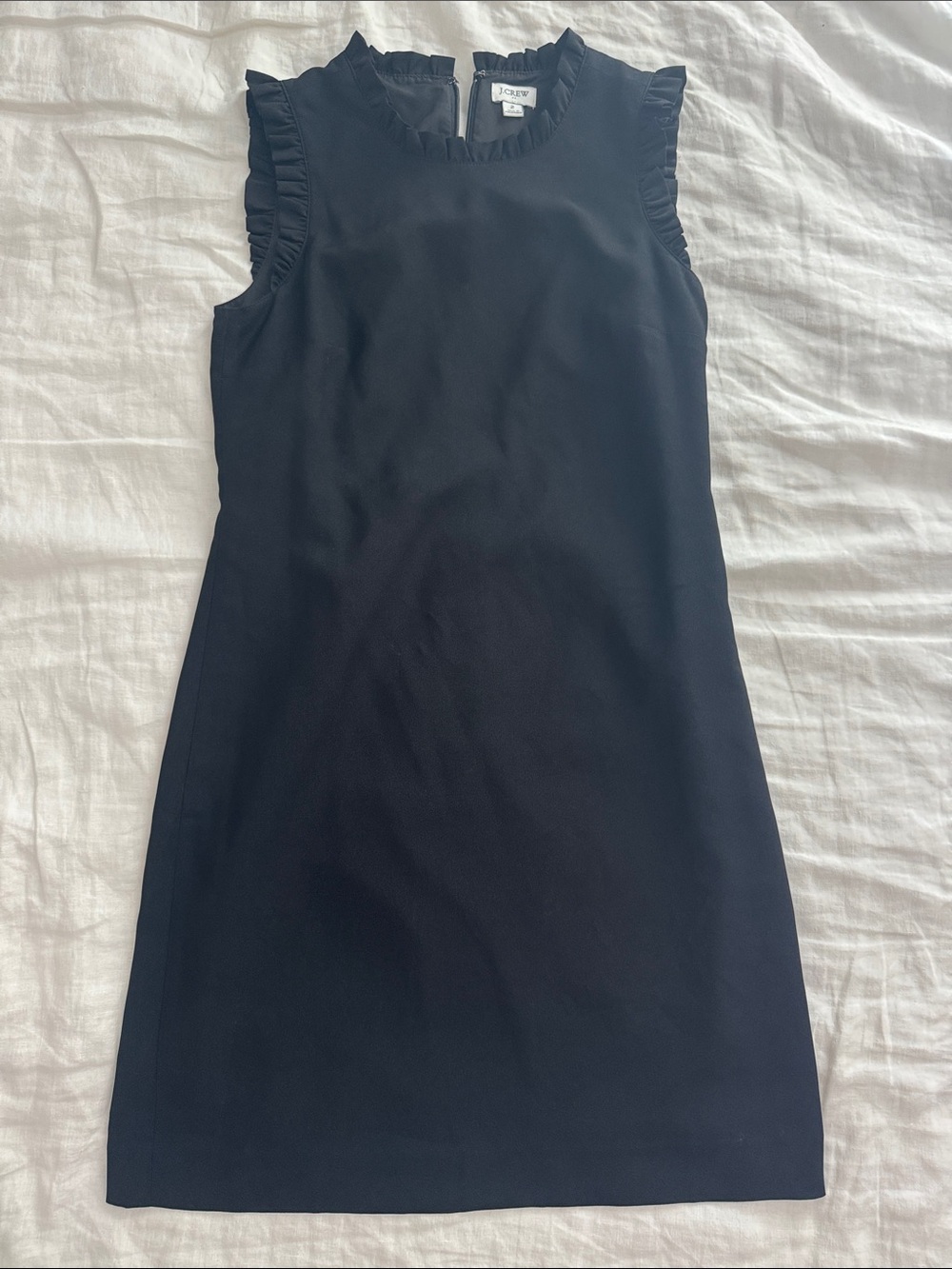 J. Crew Black Ruffle-Trim Sleeveless Shift Dress